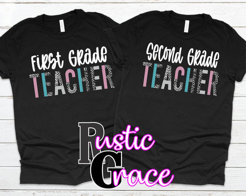 Customized Teacher Split Lettering Transfer - Rustic Grace Heat Transfer Company