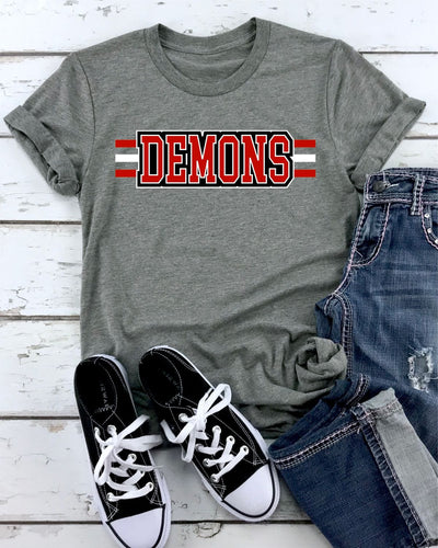 Demons Word with Stripes Transfer - Rustic Grace Heat Transfer Company