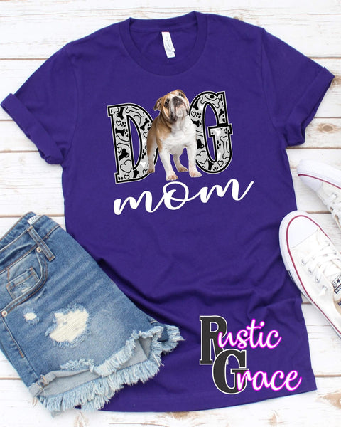 Dog Mom English Bulldog Transfer - Rustic Grace Heat Transfer Company