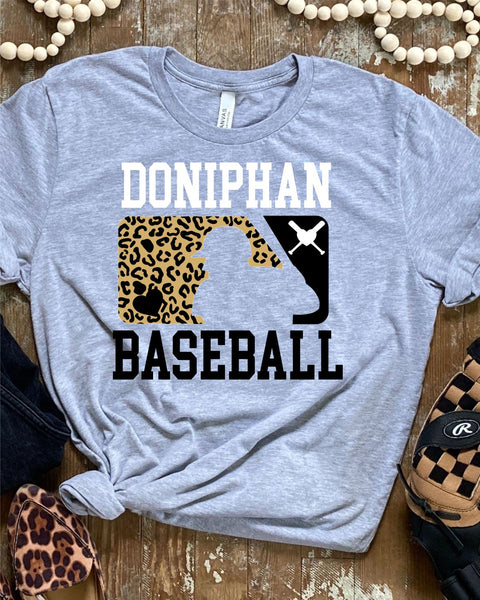 Doniphan Leopard Baseball Man Transfer - Rustic Grace Heat Transfer Company