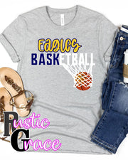 Eagles Basketball with Net Transfer - Rustic Grace Heat Transfer Company
