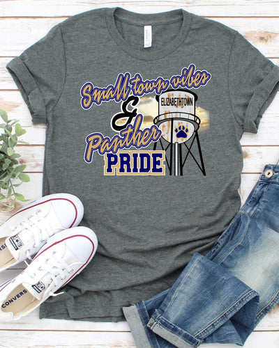 Small Town Vibes & Elizabethtown Panther Pride DTF Transfer