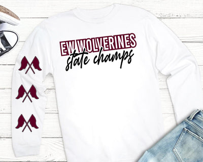 EW Wolverines State Champs Color Guard Transfer - Rustic Grace Heat Transfer Company