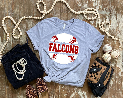 Falcons Baseball Split Transfer - Rustic Grace Heat Transfer Company