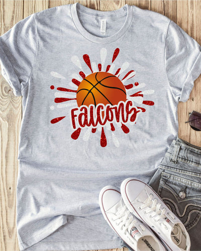 Falcons Basketball Splatter Transfer - Rustic Grace Heat Transfer Company