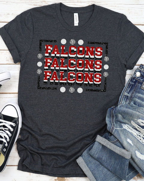 Falcons Rectangle with Dots Transfer - Rustic Grace Heat Transfer Company