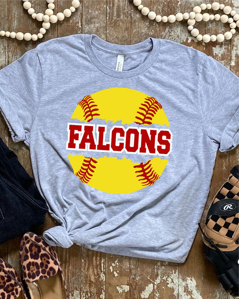 Falcons Softball Split Transfer - Rustic Grace Heat Transfer Company
