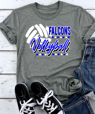Falcons Volleyball with Dots Transfer - Rustic Grace Heat Transfer Company