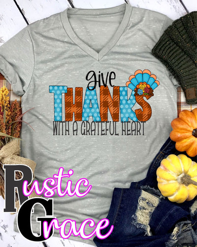 Give Thanks with a Grateful Heart Transfer - Rustic Grace Heat Transfer Company