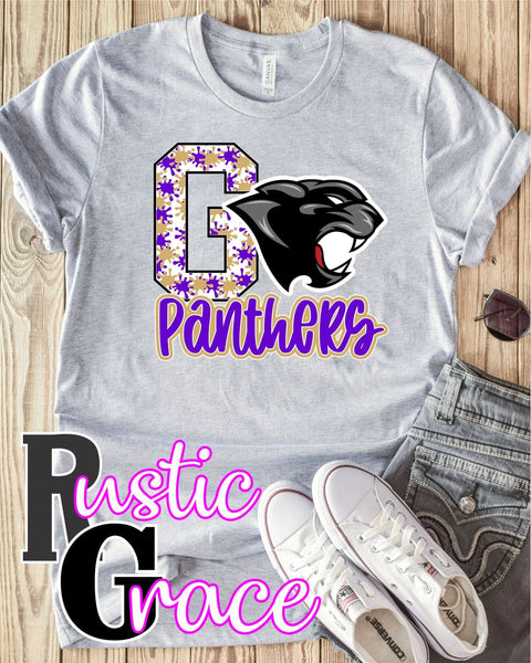 Go Panthers Splatter Logo Transfer - Rustic Grace Heat Transfer Company