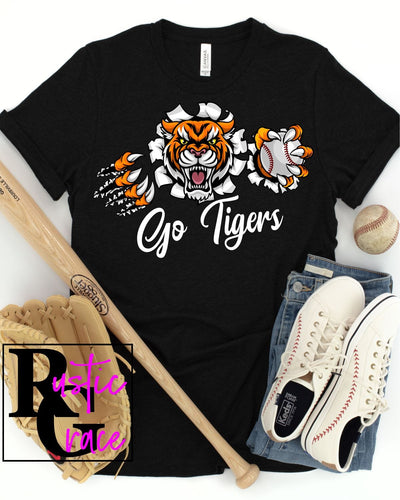 Go Tigers Baseball Tearing Through Transfer - Rustic Grace Heat Transfer Company