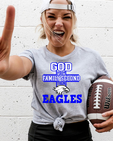 God First Family Second Eagles Transfer - Rustic Grace Heat Transfer Company