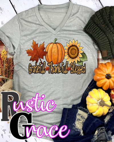 Grateful Thankful Blessed Transfer - Rustic Grace Heat Transfer Company