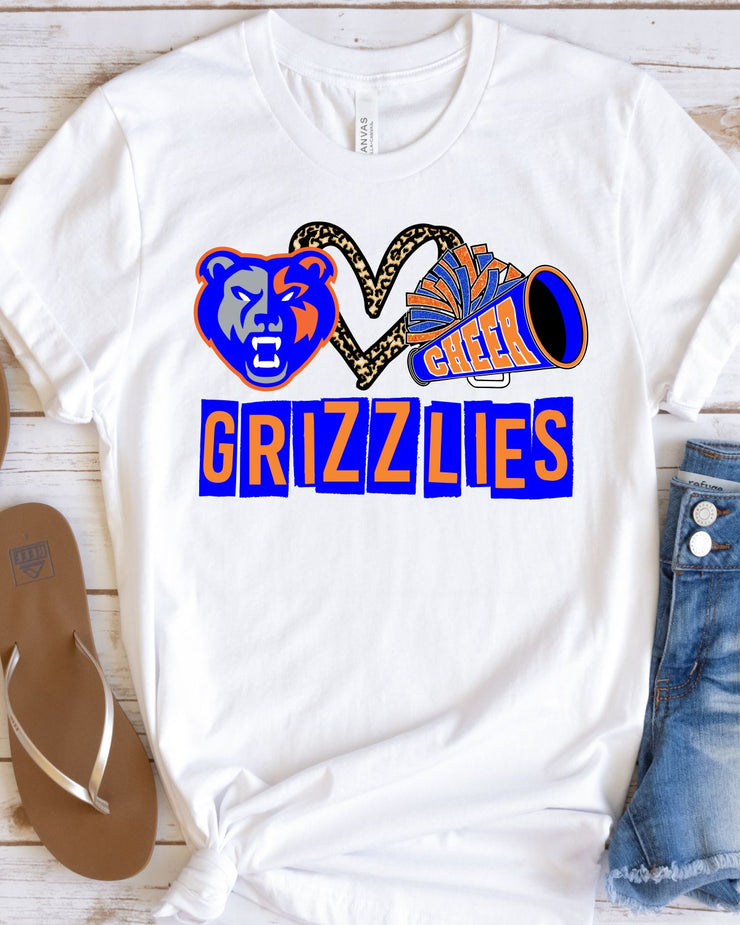 Grizzlies Heart Cheer Megaphone DTF Transfer
