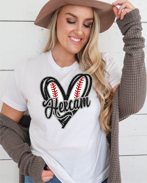 Hexcam Baseball Heart DTF Transfer