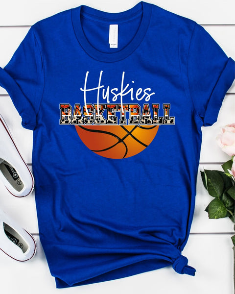 Huskies Basketball Half Ball Transfer - Rustic Grace Heat Transfer Company