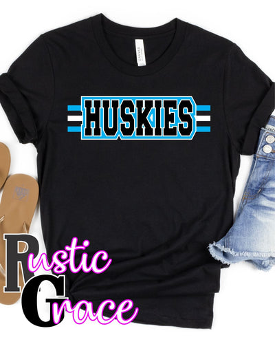 Huskies Word with Stripes Transfer - Rustic Grace Heat Transfer Company
