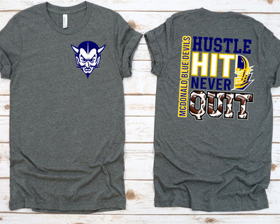 Hustle Hit Never Quit Mcdonald Blue Devils Transfer - Rustic Grace Heat Transfer Company