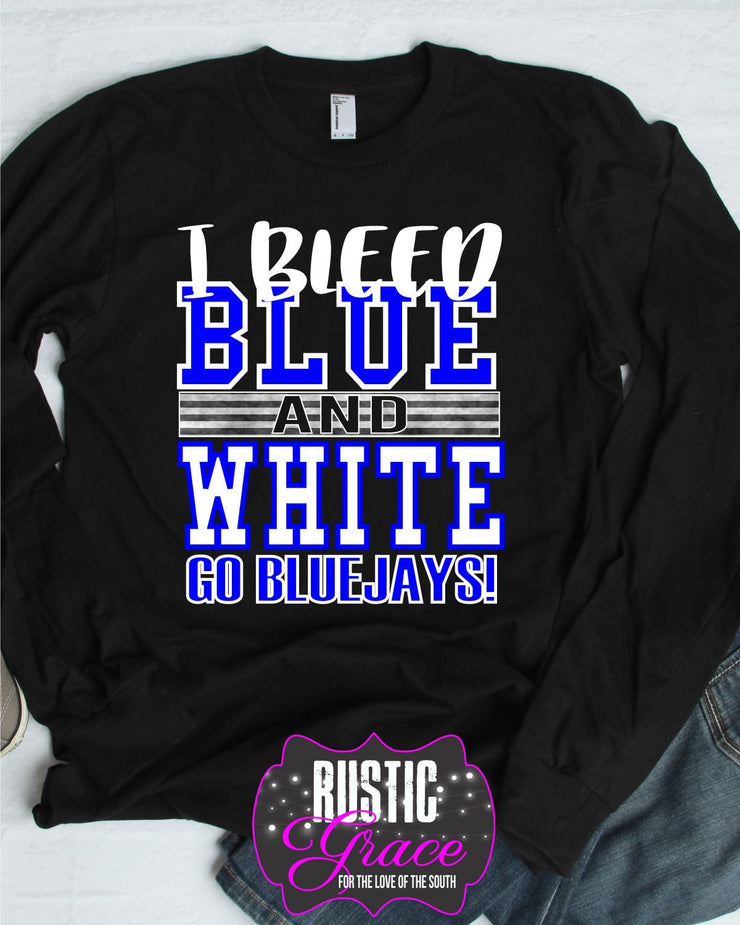I Bleed Blue and White Bluejays Transfer - Rustic Grace Heat Transfer Company