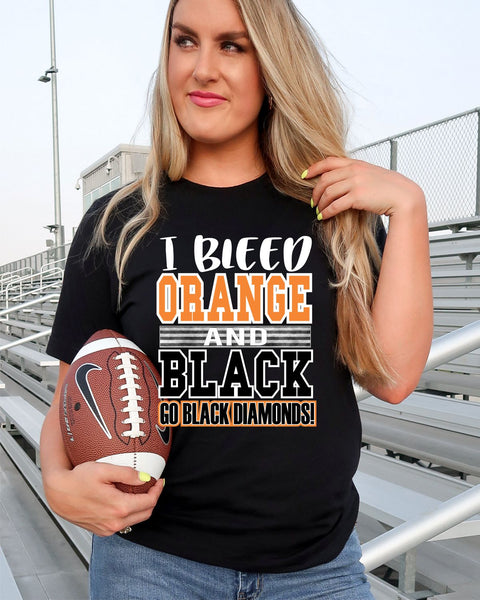 I Bleed Orange and Black Black Diamonds Transfer - Rustic Grace Heat Transfer Company
