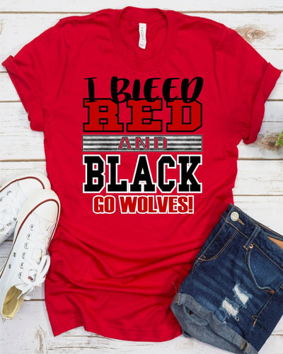 I Bleed Red and Black Wolves Transfer - Rustic Grace Heat Transfer Company