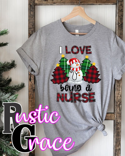 I Love Being A Nurse Snowman Transfer - Rustic Grace Heat Transfer Company