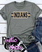Indians Word with Stripes Transfer - Rustic Grace Heat Transfer Company