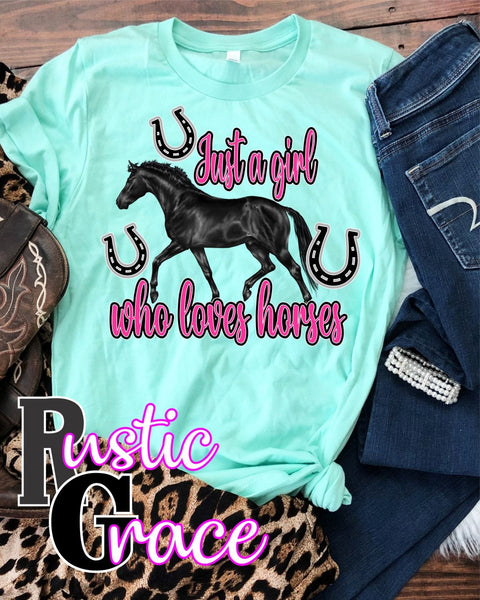 Just a Girl Who Loves Horses Transfer - Rustic Grace Heat Transfer Company