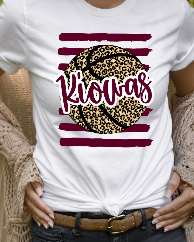 Kiowas Leopard Basketball with Stripes Transfer - Rustic Grace Heat Transfer Company