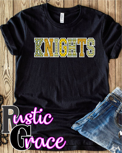 Knights Mascot Word Transfer - Rustic Grace Heat Transfer Company