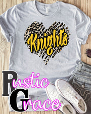 Knights Scribble Heart Transfer - Rustic Grace Heat Transfer Company