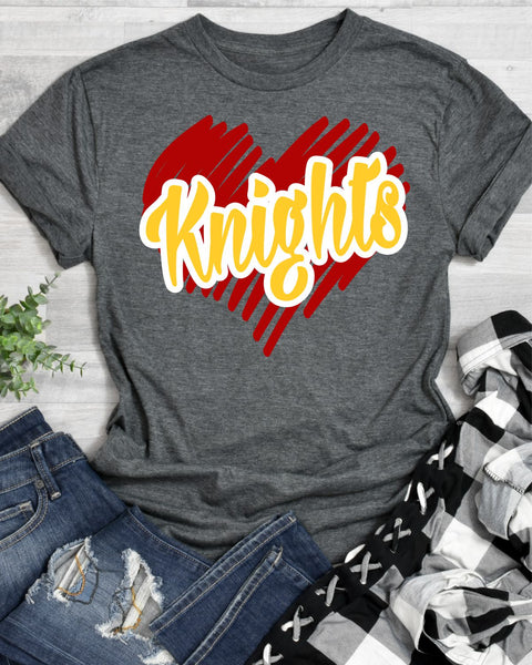 Knights Scribble Heart Transfer - Rustic Grace Heat Transfer Company