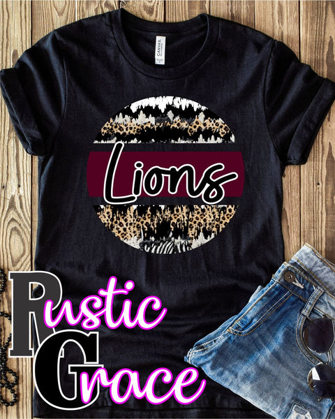 Lions Leopard Grunge Circle Transfer - Rustic Grace Heat Transfer Company
