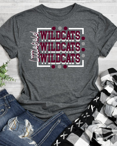 Littlefield Wildcats Rectangle with Dots Transfer - Rustic Grace Heat Transfer Company