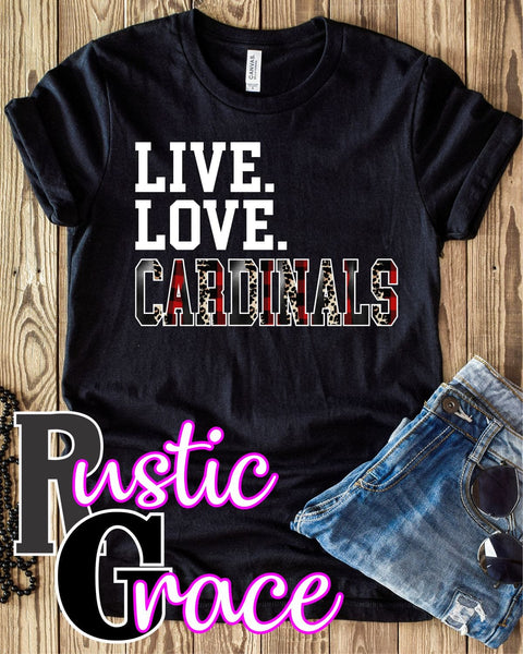 Live Love Cardinals Transfer - Rustic Grace Heat Transfer Company