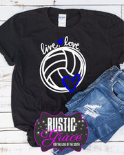 Live Love Volleyball Transfer - Rustic Grace Heat Transfer Company
