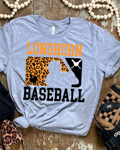 Longhorn Baseball Leopard Man Transfer - Rustic Grace Heat Transfer Company