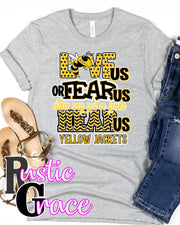 Love Us Fear Us Yellow Jackets Transfer - Rustic Grace Heat Transfer Company