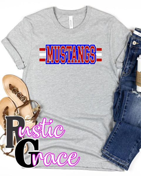 Mustangs Word with Stripes Transfer - Rustic Grace Heat Transfer Company