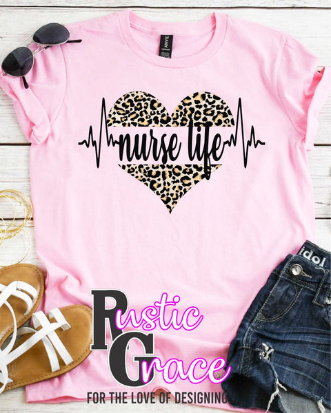 Nurse Life Heart Transfer - Rustic Grace Heat Transfer Company
