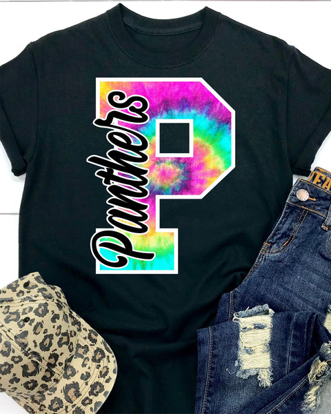 Panthers Tie Dye Letter Transfer