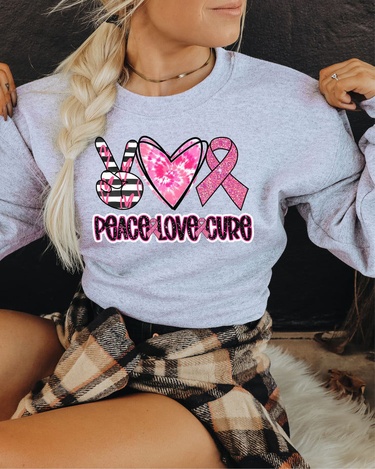 Peace Love Cure Breast Cancer Awareness Transfer - Rustic Grace Boutique