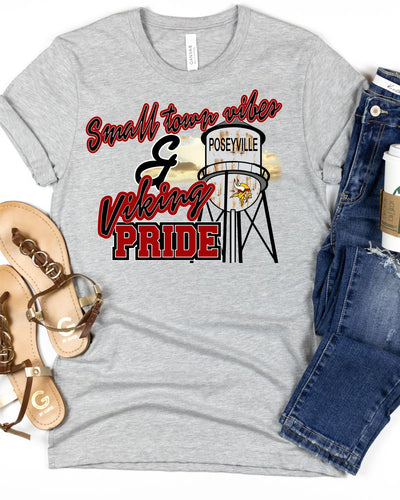 Small Town Vibes & Poseyville Viking Pride DTF Transfer