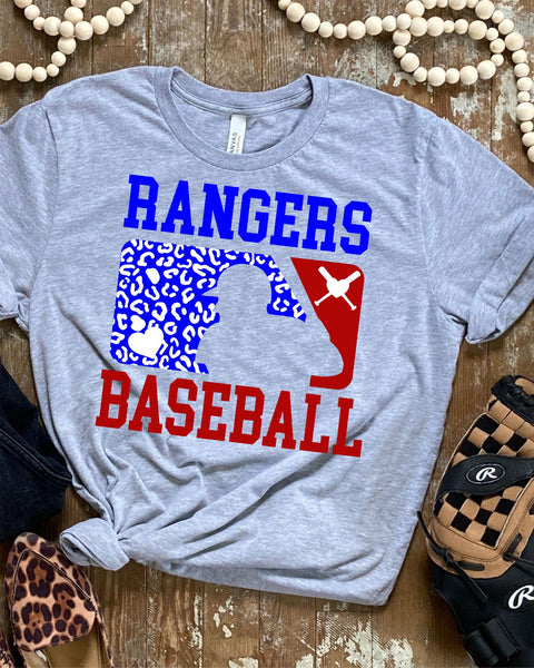 Rangers Leopard Baseball Man DTF Transfer