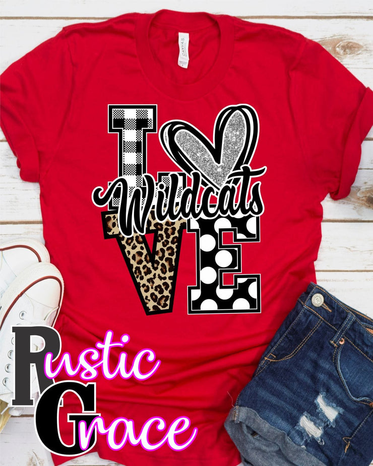 Rustic Grace Boutique Transfers Love Wildcats Transfer heat transfers vinyl transfers iron on transfers screenprint transfer sublimation transfer dtf transfers digital laser transfers white toner transfers heat press transfers