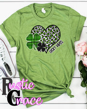 Rustic Grace Boutique Transfers Lucky Vibes Heart Clover Transfer heat transfers vinyl transfers iron on transfers screenprint transfer sublimation transfer dtf transfers digital laser transfers white toner transfers heat press transfers