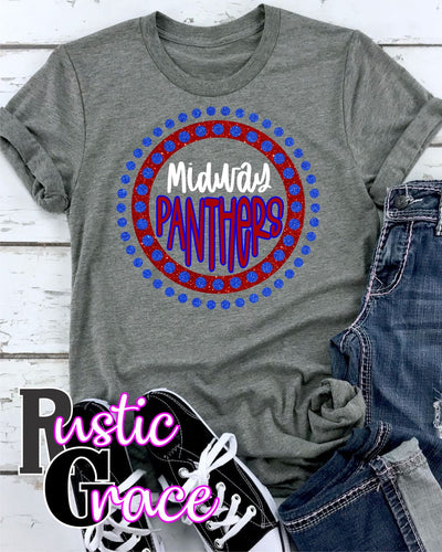 Rustic Grace Boutique Transfers Midway Panthers Spirit Circle Dot Transfer heat transfers vinyl transfers iron on transfers screenprint transfer sublimation transfer dtf transfers digital laser transfers white toner transfers heat press transfers
