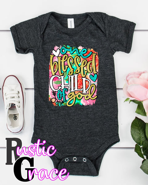 Rustic Grace Boutique Transfers One Blessed Child of God Swash Transfer heat transfers vinyl transfers iron on transfers screenprint transfer sublimation transfer dtf transfers digital laser transfers white toner transfers heat press transfers