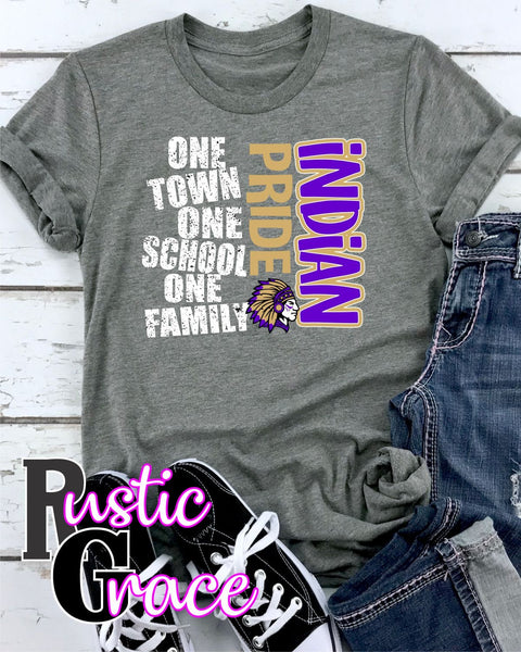 Rustic Grace Boutique Transfers One Town One School Indian Pride Transfer heat transfers vinyl transfers iron on transfers screenprint transfer sublimation transfer dtf transfers digital laser transfers white toner transfers heat press transfers