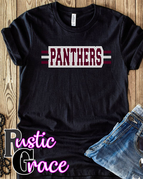 Rustic Grace Boutique Transfers Panthers Word with Stripes Transfer heat transfers vinyl transfers iron on transfers screenprint transfer sublimation transfer dtf transfers digital laser transfers white toner transfers heat press transfers